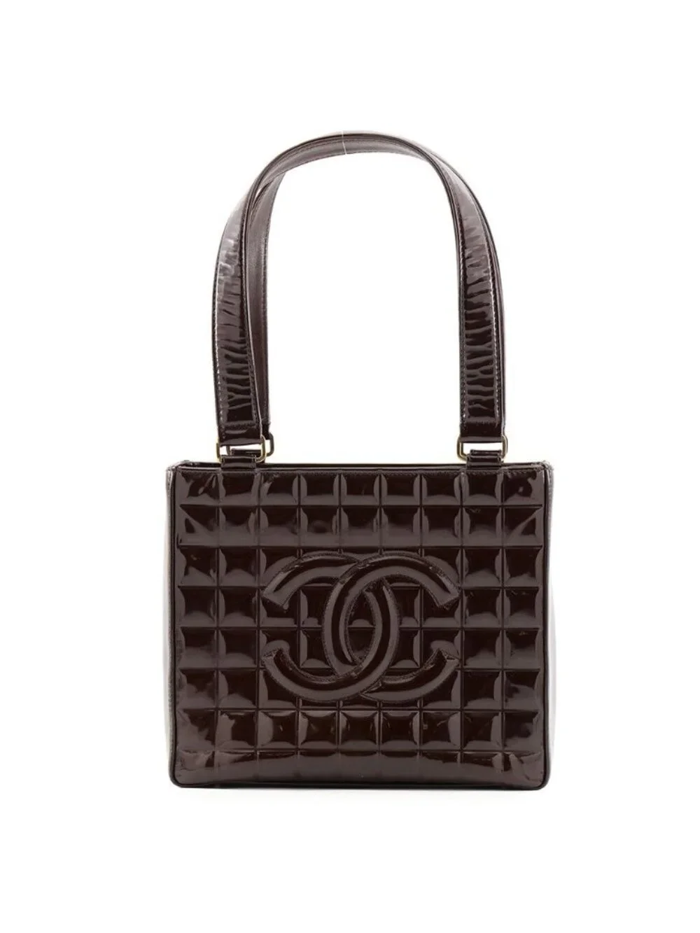 Chanel Tote CC Logo Choco Bar Patent